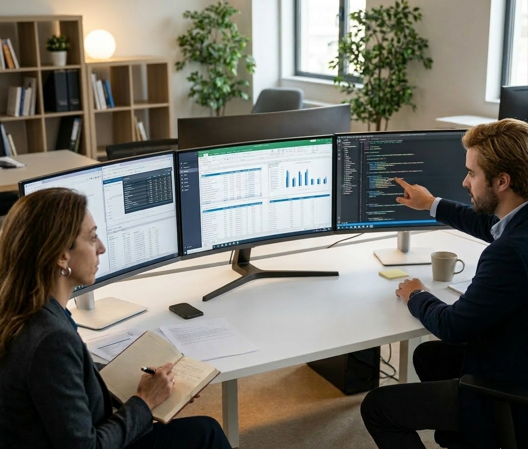 Equipa a trabalhar com clientes